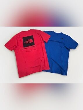 Lot of 2 Men’s The North Face T-Shirt Medium Red Blue Logo Graphic Outdoor Tees
